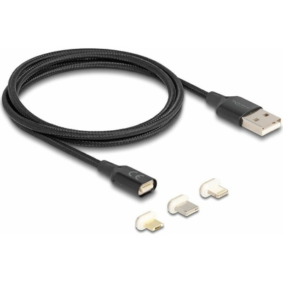 Delock 88165 USB-A zástrčka USB-C ® zástrčka USB Micro-B zástrčka Apple Lightning konektor 1m černý