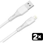 AVAX CB4302 2x USB-A - Lightning силиконов кабел за зареждане, 1, 5 м, бял AVAX_CB4302 (AVAX_CB4302)