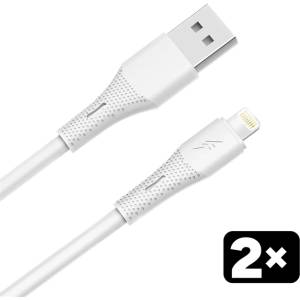 AVAX CB4302 2x USB-A - Lightning силиконов кабел за зареждане, 1, 5 м, бял AVAX_CB4302 (AVAX_CB4302)