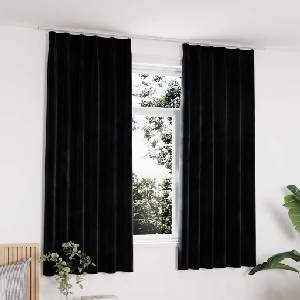 Pure Line Home Кадифени завеси в цвят черен с перделък, 2 бр. , 140 x 175 см
