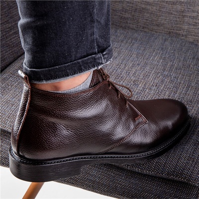 Ducavelli Мъжки ежедневни боти от естествена кожа - Тъмнокафяви #363782 (363782_Тъмно кафяв)