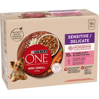 Purina One Mini Dog Sensitive Losos v šťave 10x85g