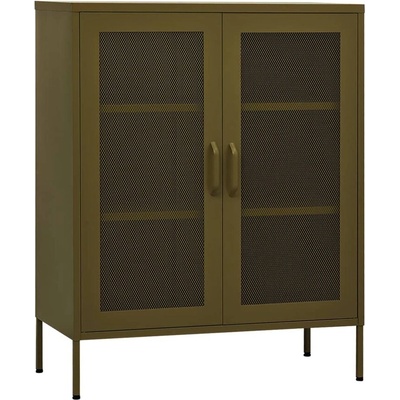Шкаф за съхранение, маслиненозелен, 80х35х101, 5 см, стомана