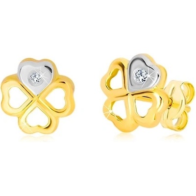 Šperky eshop náušnice ze zlata symbol štěstí srdíčko v bílém zlatě a briliant BT504.18