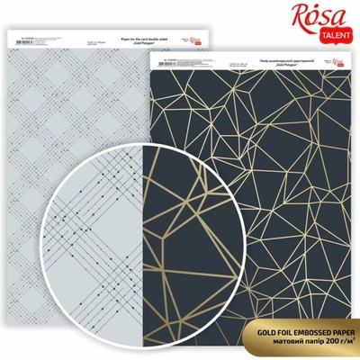 Rosa Papiere na scrapbooking Polygon A4 - gold polygon