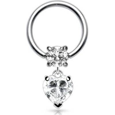 Šperky4U piercing kruh s ozdobným srdíčkem K01008