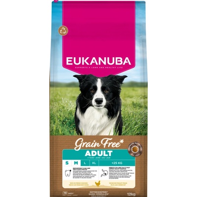 Eukanuba Grain Free Adult Small & Medium kuřecí 2 x 12 kg