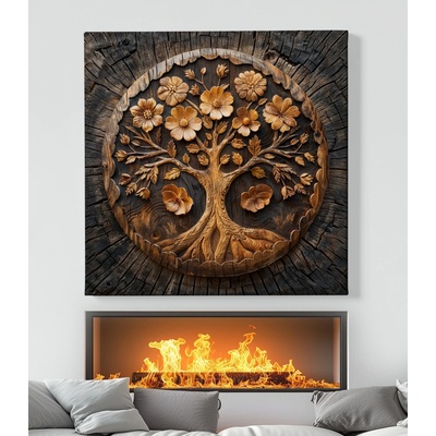 Obraz na plátně - Strom života Flow Air, dřevo styl FeelHappy.cz Rozměr obrazu (Šířka x Výška): 60 x 60 cm