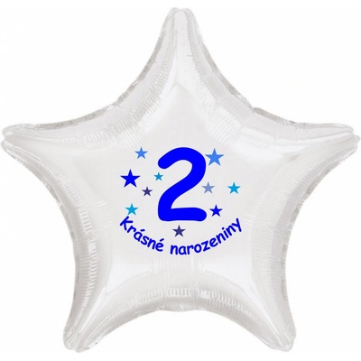 Balonky.cz Krásné 2. narozeniny fóliový balónek hvězda pro kluky