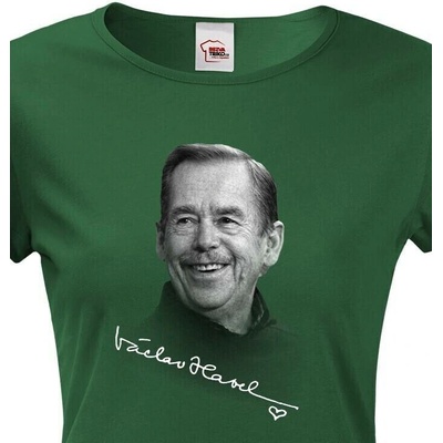 Bezvatriko.cz Dámské tričko Václav Havel, Lahvová zelená