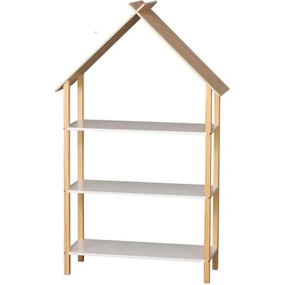 DOCHTMANN Dětský knihovna 3 police, bambus/bílá 78,5 × 30 × 131 cm