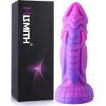 HISMITH HSD01 Curved Giant Silicone Purple Starry Animal Dildo Suction Cup 8" Purple-Pink