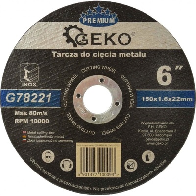 Rezný kotúč na kov a nerez 150 x 1,6 x 22,2 mm, GEKO