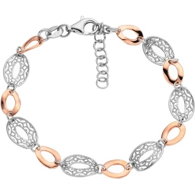 Bealio 04223 stříbrný náramek FILIGRÁN ovál ROSE 8 mm 17+3 cm 03-04223-1669