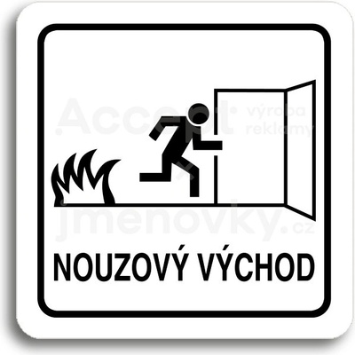 ACCEPT Piktogram nouzový východ III - bílá tabulka - černý tisk