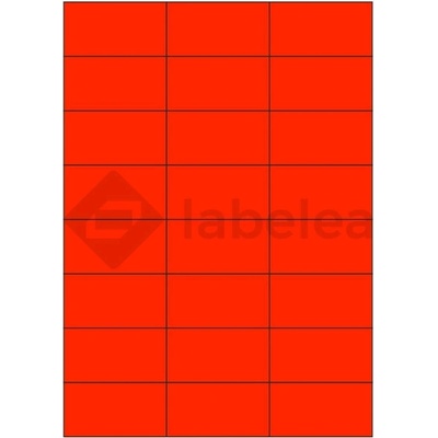 Labelea Samolepiace etikety 70x37 mm signálne farebné papierové, na hárku A4, pre laserovú tlač, Farba etikiet Signálna červená, Počet hárkov v balení 100 EPY070037SR024S