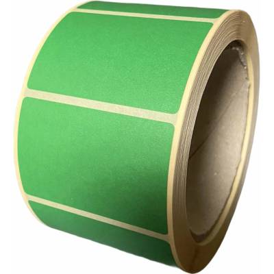 Papierová Etiketa 60 mm x 39 mm, Matný papier, Zelená, Dutinka 40 mm, 1000 ks/kotúč, Permanentné lepidlo, Priemer kotúča 95 mm