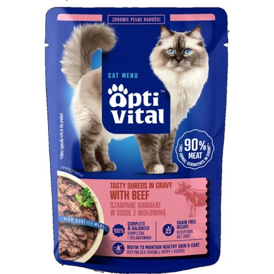 Optivital Tasty shreds in gravy with beef 85 g