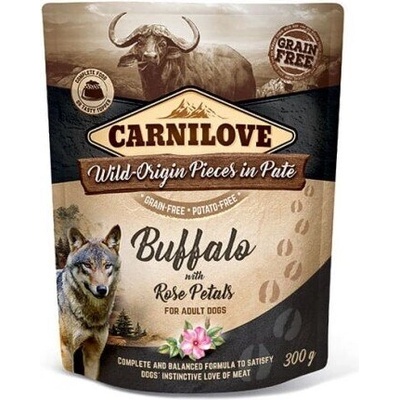 CARNILOVE пауч за кучета с биволско и розови листенца, 300гр