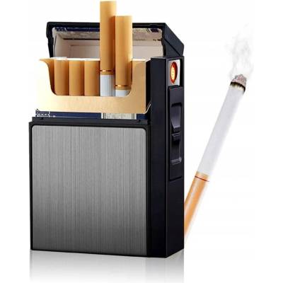 ELEKTRICKÝ USB ZAPAĽOVAČ S PÚZDROM NA CIGARETY 2v1 - BEZPLAMEŇOVÝ, NABÍJANIE CEZ USB
