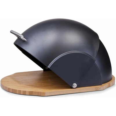 ZELLER Chlebník černý oválný bambus, plast, 37 × 26 × 20,5 cm (27282)