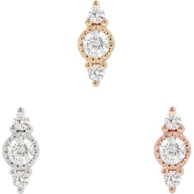 Buddha jewelry Buddha jewelry Bezzávitová koncovka piercingu Lucien ze 14 kt zlata 585/1000 se zirkonem Bílé zlato