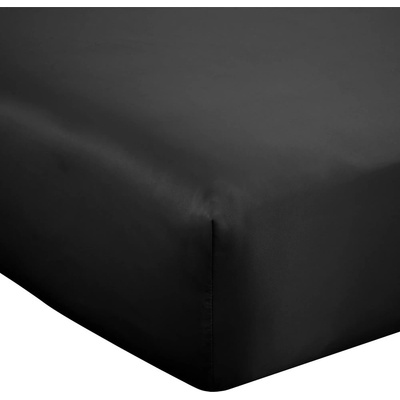 Catherine Lansfield Черен еластичен сатенен чаршаф 135x190 cm Silky Soft - Catherine Lansfield (BD/55075/W/DFD/BK)