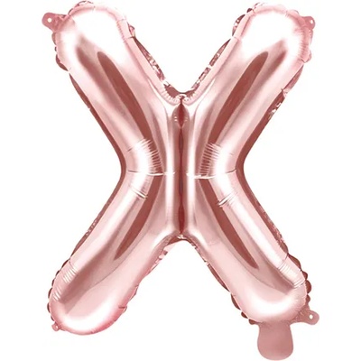PartyDeco Балон от фолио Mini - Буква Х 35см розово златен