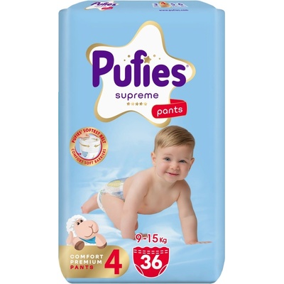 pufies Пелени гащи Pufies Supreme - Размер 4 Maxi, 36 броя, 9-15 kg, Value Pack (54000271)