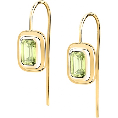 Trussardi Pozlátené náušnice so zeleným zirkónom T-Design TJAXA26