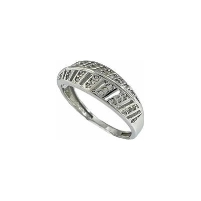 Infinitysilver Strieborný prsteň lístok so zirkónmi OR03352