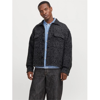 Jack and Jones Men's Winter Button-Front Overshirt - Black