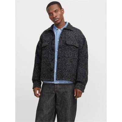 Jack and Jones Men's Winter Button-Front Overshirt - Black