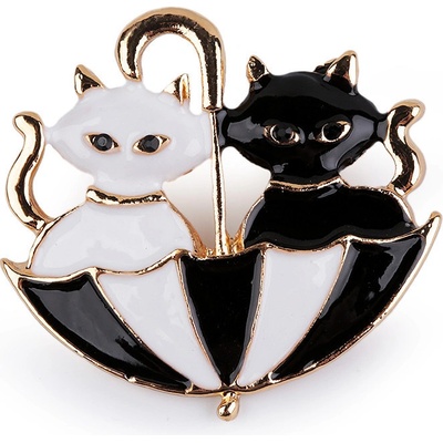 Prima-obchod brož malířská paleta kočky v deštníku 3 černá kočka