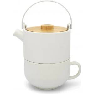 Bredemeijer Чайник UMEA TEA FOR ONE 500 мл, с чашка за чай, бял, Bredemeijer (BRED142007)