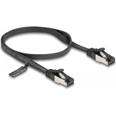 Delock RJ45 плосък пач кабел мъжки към мъжки Cat. 8.1 гъвкав 0, 5 м черен