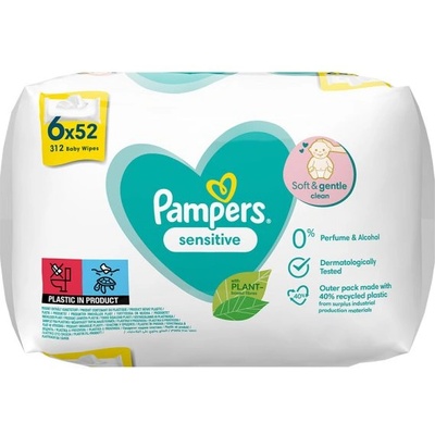 Pampers Мокри кърпички Pampers Sensitive - 6x52 броя