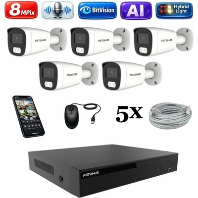 Amiko IP 5 kamerový set 4K Ultra HD 8Mpix Ai Dl Tube 1801K5