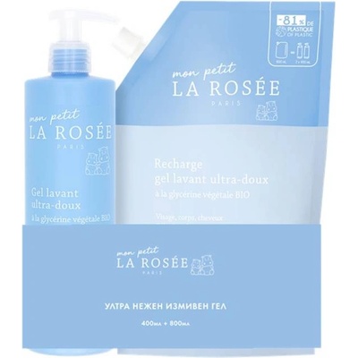 La Rosée Комплект - Нежен измиващ гел за деца и Пълнител, 400 + 800 ml