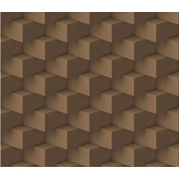 DIMEX ART s. r. o Луксозна флизелинова тапета кафяви 3d кубчета хоризонтално