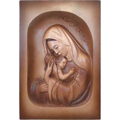 Dreveny obraz Panny Márie s Ježiškom 25 x 36 cm
