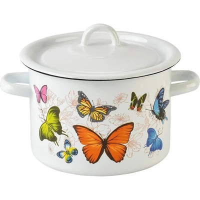 idilia 18 см емайлирана тенджера с метален капак idilia разцветка Пеперуда