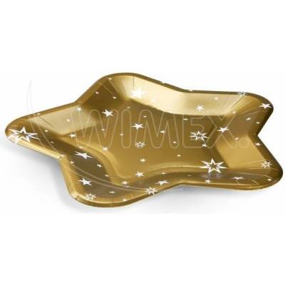 Wimex Papierový tanier FSC Mix tvar hviezdy zlatý O28cm