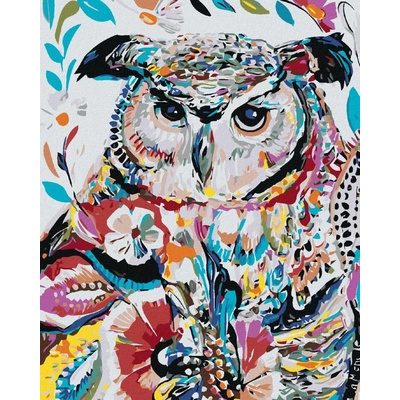 zuty Malování podle čísel Květinová sova 80 x 100 cm bez rámu a bez vypnutí plátna 8596530014140