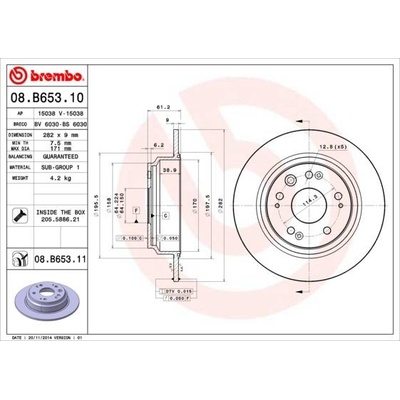 Brzdový kotúč BREMBO 08.B653.11