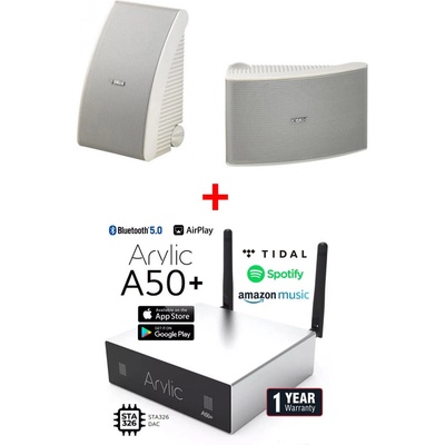 Tibo Комплект озвучаване за тераса 2x50W с ARYLIC A50+ стрийминг и Yamaha AW592 бели говорители (Pachet-A50+AW592WH)
