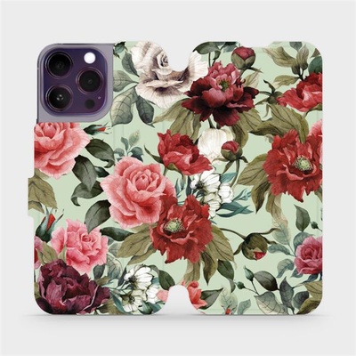 Mobiwear - Apple iPhone 14 Pro Max - MD06P Růže a květy na světle zelené