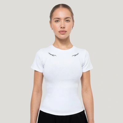 GymBeam Dámske tričko Tribal Ribbed White