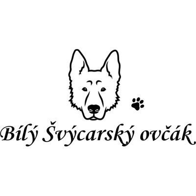 Nažehlovací nápis Bílý Švýcarský ovčák Vzor: 1, Potisk: černá, Motiv: srdce