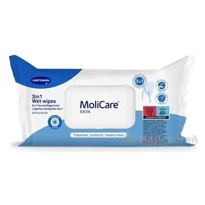 MoliCare SKIN Wet wipes 3v1 vlhčené obrúsky s harmančekovým extraktom 50 ks